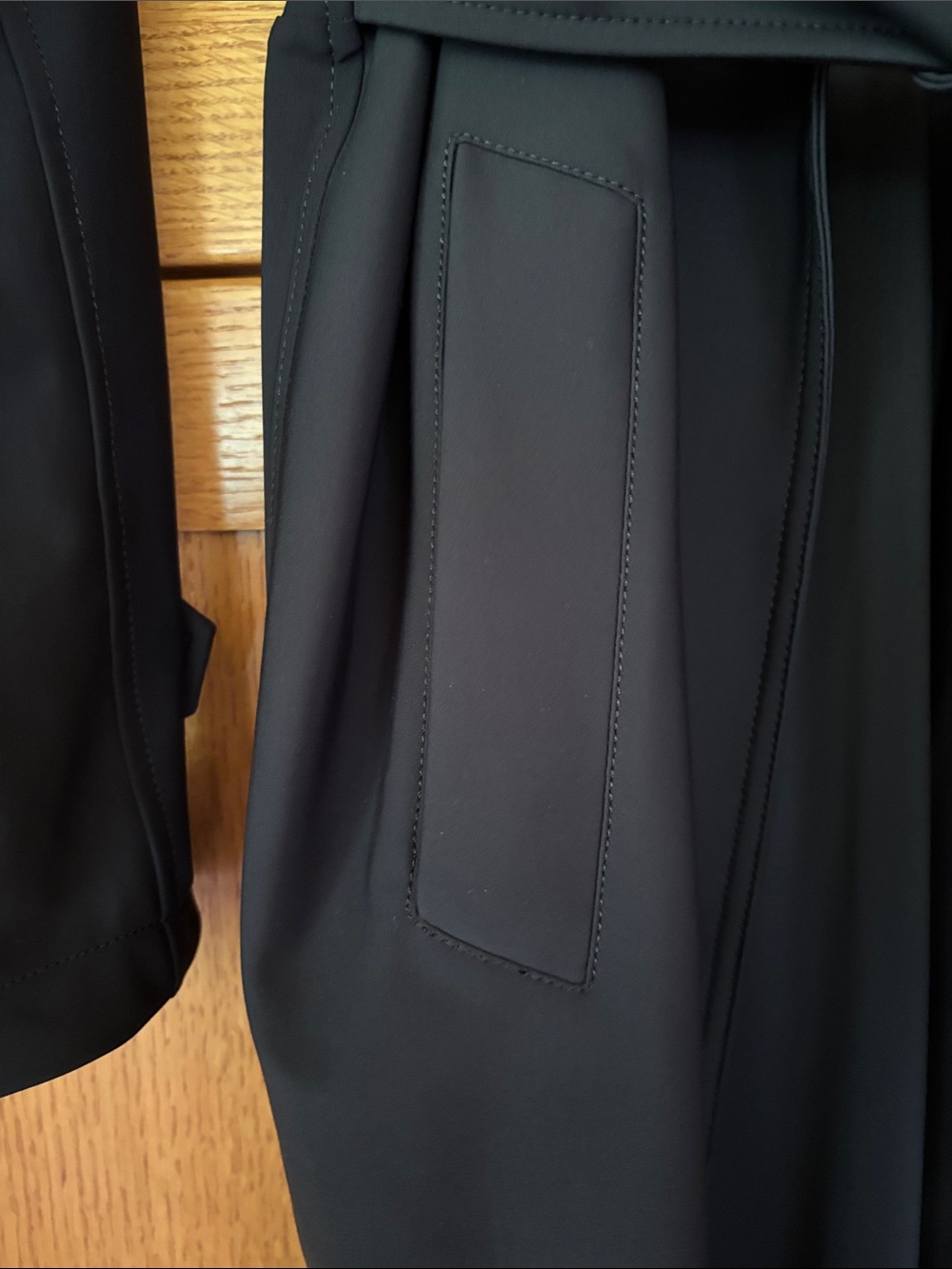 Athleta Black Trench Coat with Attached Belt - Picture 5 of 7